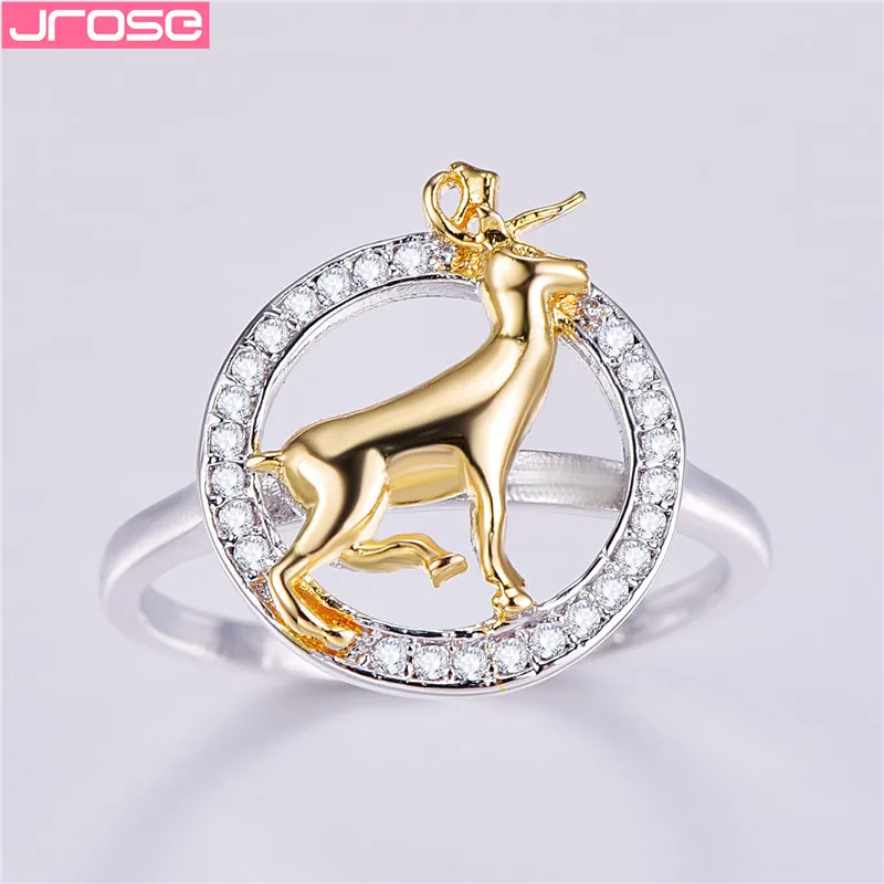 JROSE Оптовая Продажа Модные рождественские лося кольца для женщин цвет серебро