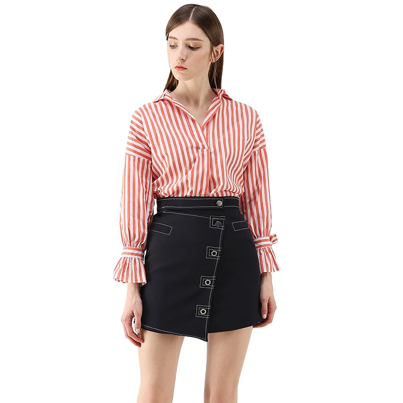HYH HAOYIHUI Faldas Mujer Moda 2018 Mini A-Line Pencil Womens Wrap Skirt Black Button Fashion Preppy Style Clothes | Женская одежда