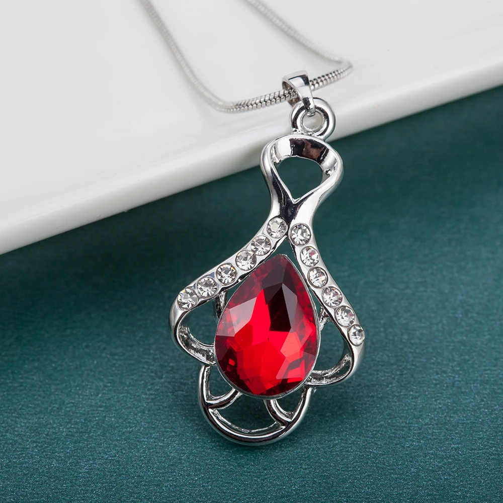 Комплект из колье и серёг с кристаллами 7 цветов | Украшения аксессуары