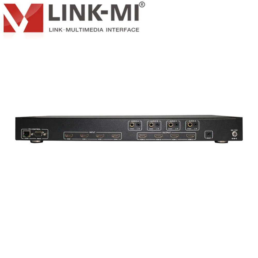 LINK-MI MX44B HDMI 4x4 матричный коммутатор 4x1 4K2K/3D HDMI2.0 HDCP2.2/HDCP1.4 18G 4:4:4 ИК-пульт