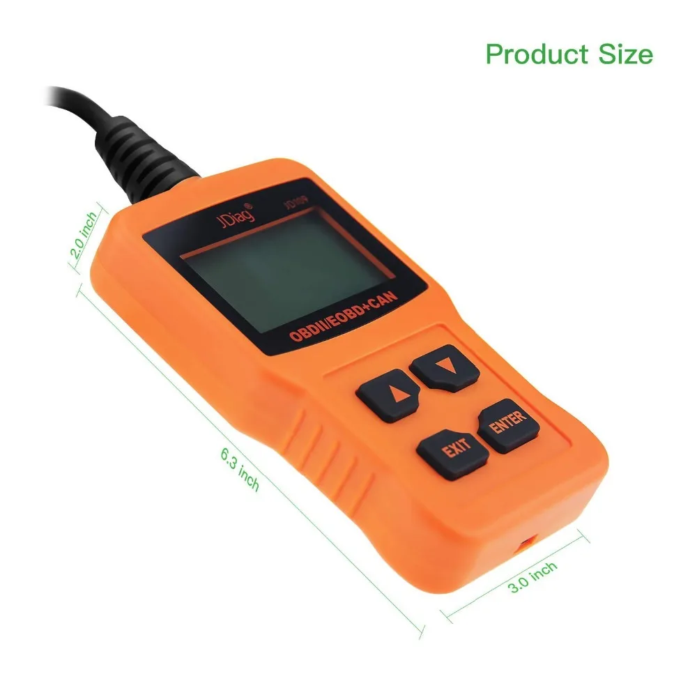 2019 Newest JDiag OBD2 Scanner Car Engine Fault Code Reader CAN Diagnostic Scan Tool JD109 Suitable Compatible EOBD Vehicles |