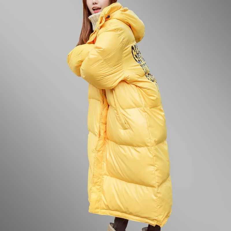 Women Winter Down Cotton Coat New Yellow Padded Jacket Warm Hooded Thicken Parka Letter Print Waterproof Wadded Overcoat PJ310