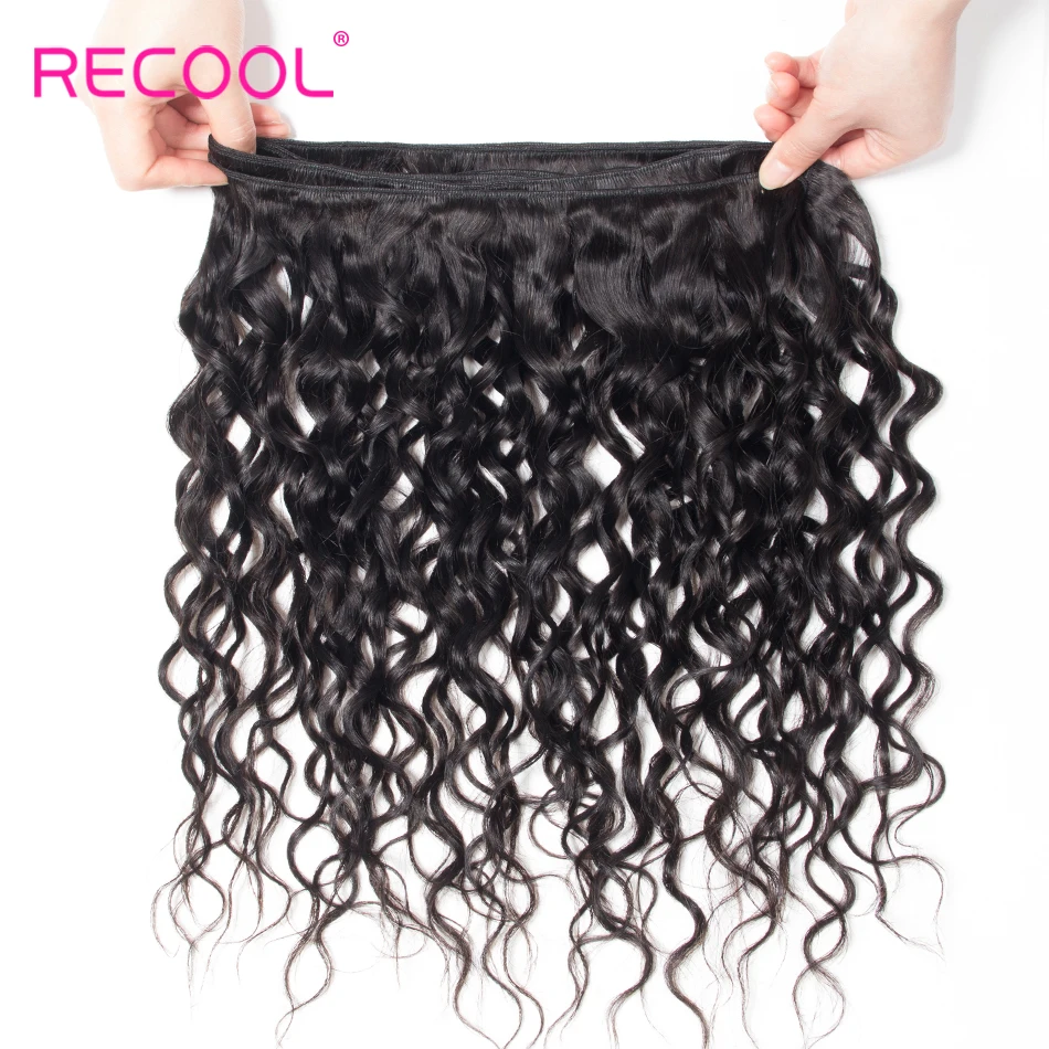 Recool волнистые пучки с закрытием Remy человеческие волосы 6х6 кружевное закрытие