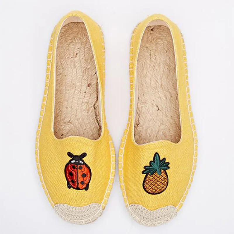 Модные повседневные женские Espadrilles туфли на плоской подошве в этническом стиле с