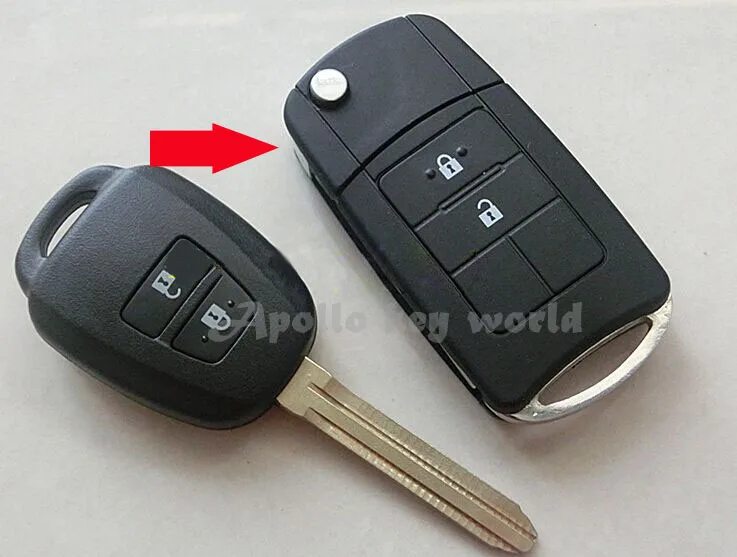 Modified Folding Flip Remote Key Shell Case For Toyota Corolla Camry Reiz New Vios RAV4 Crown 2 Buttons Fob Cover | Автомобили и