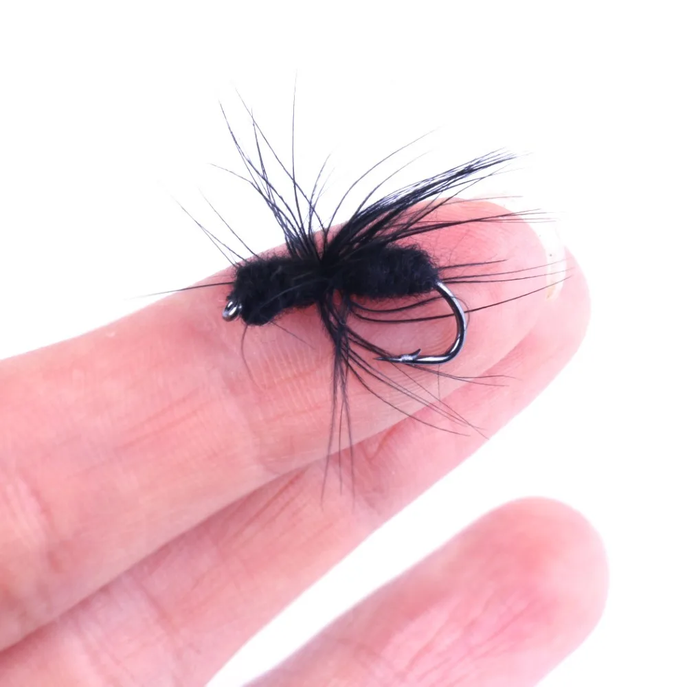 40 штук черный/красный муравей одиночный крючок мухи для ловли нахлыстом набор