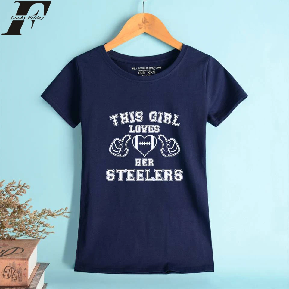 Футболка с надписью Love Her Steelers 100% хлопок футболка коротким рукавом топы футболки