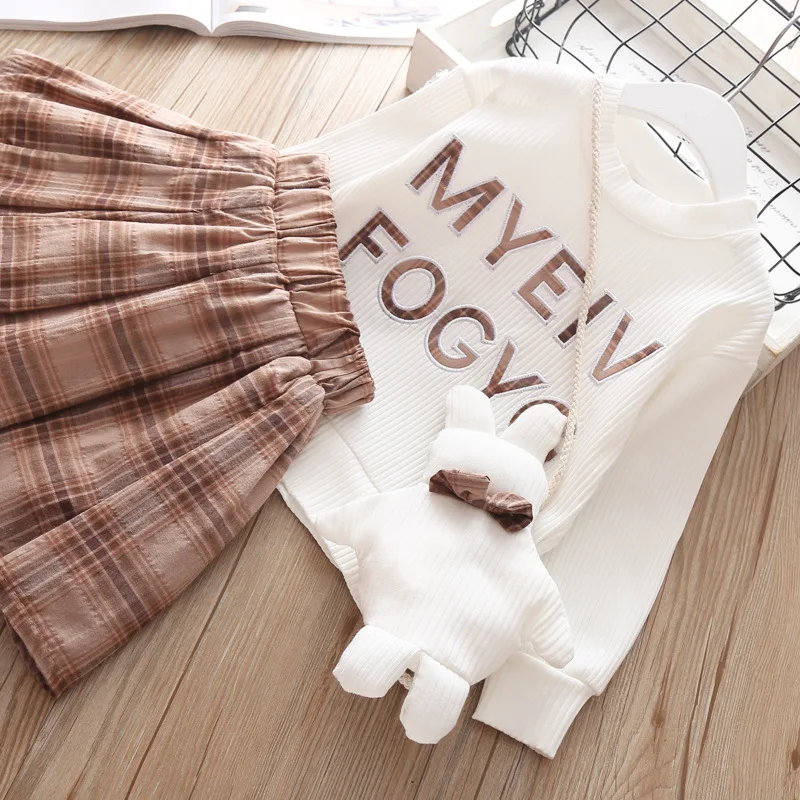 Детская одежда наряды свитшот костюм для девочек пуловер с буквами юбка