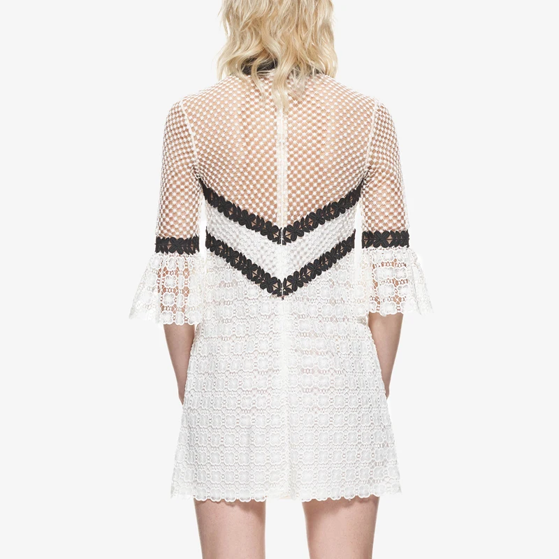 Женское платье с коротким рукавом белое кружевное индивидуальным дизайном 2018 |