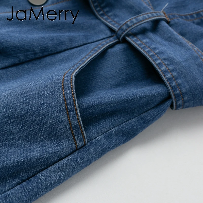 JaMerry винтажное повседневное облегающее синее женское джинсовое летнее платье