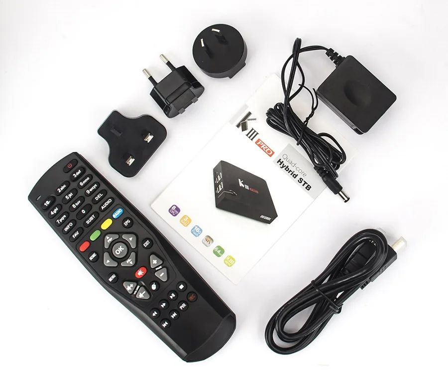 Цвет KIII PRO DVB-S2 DVB-T2 DVB-C Android 7,1 ТВ коробка 3 Гб оперативной памяти, 16 Гб встроенной памяти, процессор Amlogic S912 Octa Core 4 к комбинированный CCCAM NEWCAMD Biss ключей PowerVU