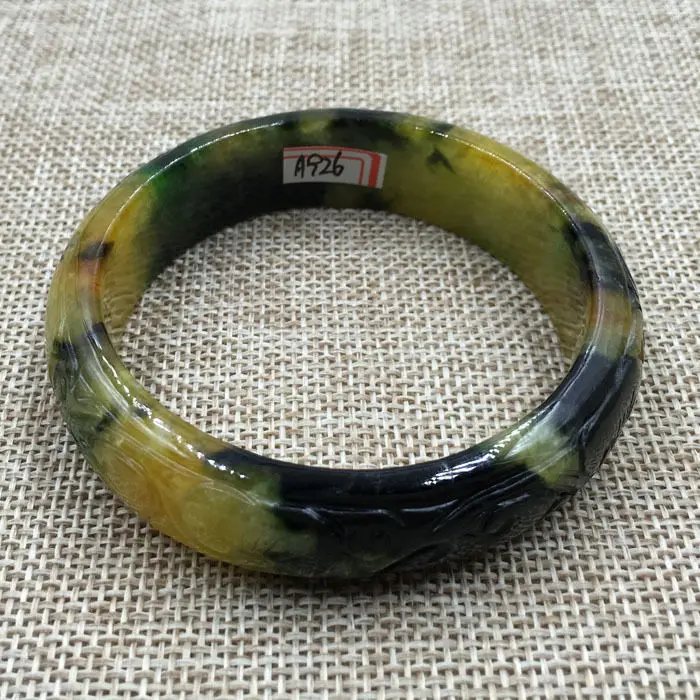 56 мм Старинные Китайский Ручной резьбой Коричневый Зеленый Жадеит Нефрита