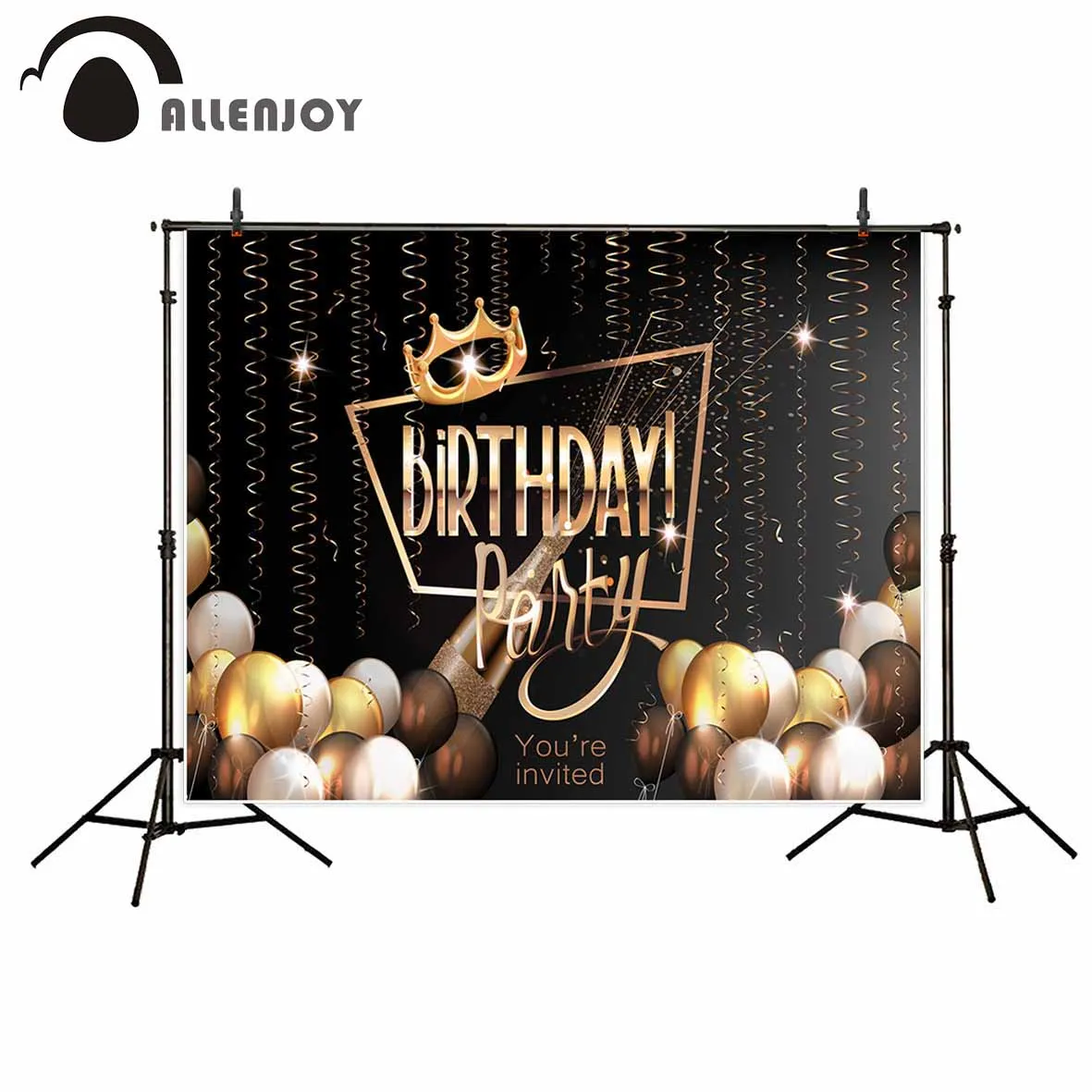 Виниловый фон для фотосъемки Allenjoy с изображением шара ленты короны дня рождения