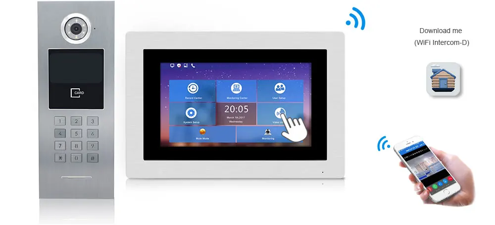 7 ''wifi IP видео дверной телефон домофон беспроводной дверной звонок здание безопасности Система контроля доступа сенсорный экран пароль/IC карта