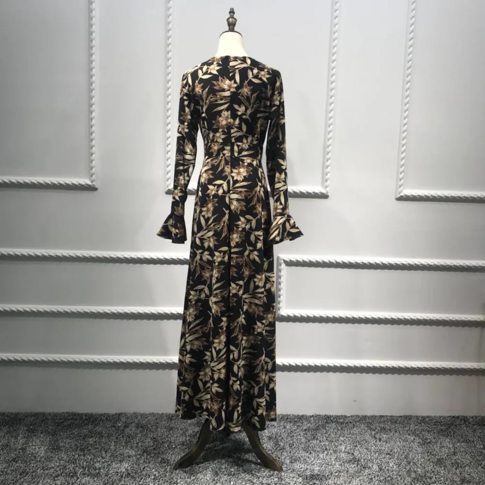 2018 взрослая Мода с принтом мусульмане турецкий Дубай расклешенными рукавами