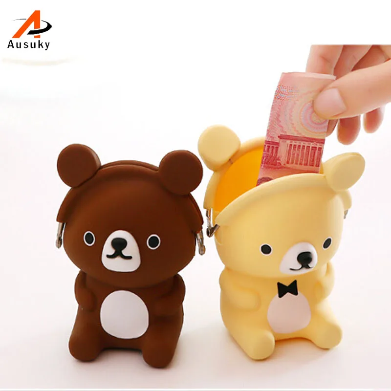 Модные милые дизайнерские кошельки Женский силиконовый кошелек с медведем