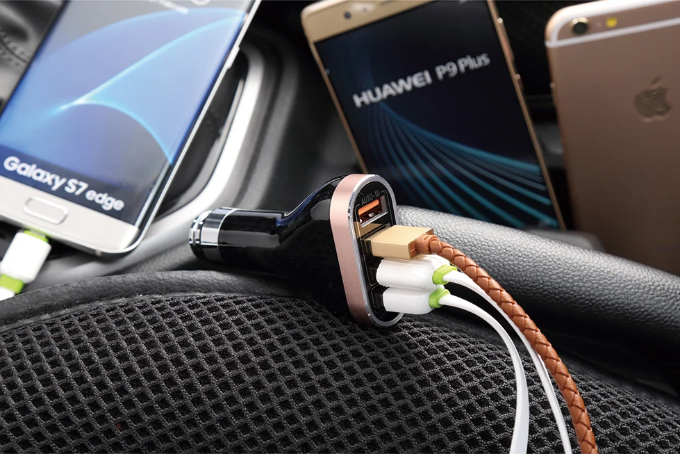 LDNIO C701Q USB Автомобильное зарядное устройство 5 В 4.2A Быстрая зарядка Qualcomm 3,0 4 порта прикуриватель адаптер для сотовых телефонов Xiaomi Tablet