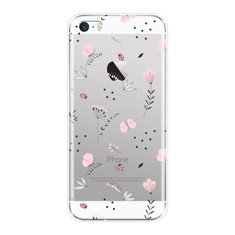 ТПУ розовый цветок Подсолнечник цветочный лист задняя крышка для Apple iPhone 4 4S 5 5C 5S SE