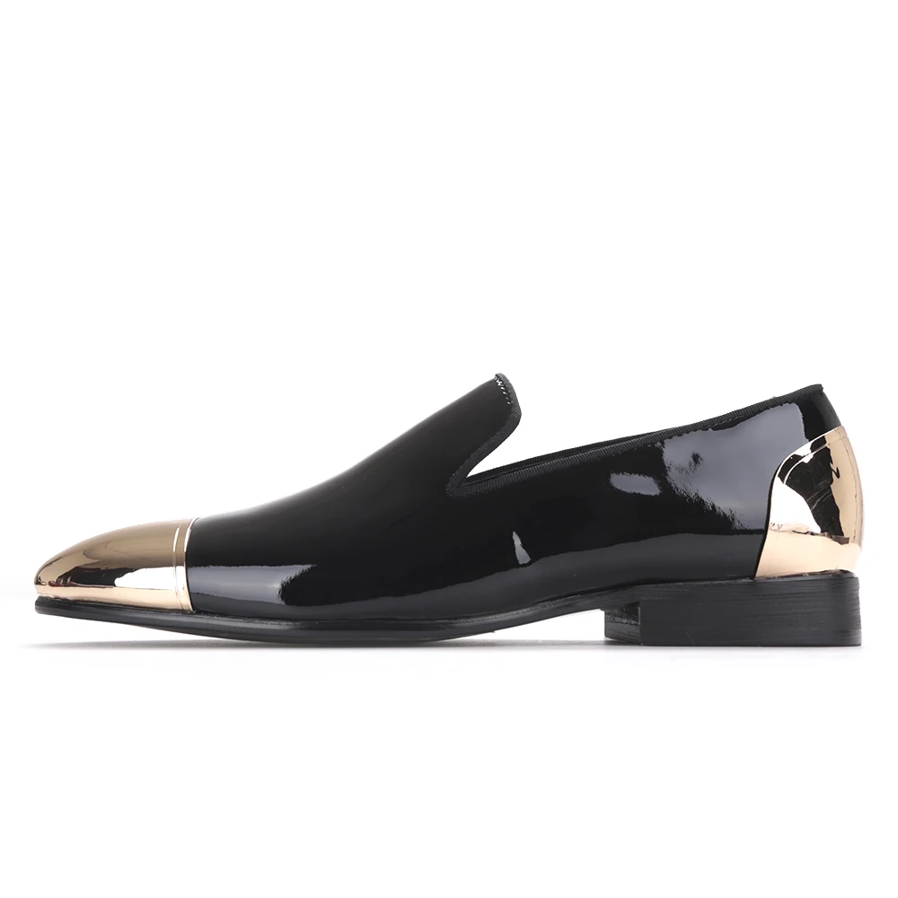 Мужские туфли ручной работы из лакированной кожи черного и белого цвета