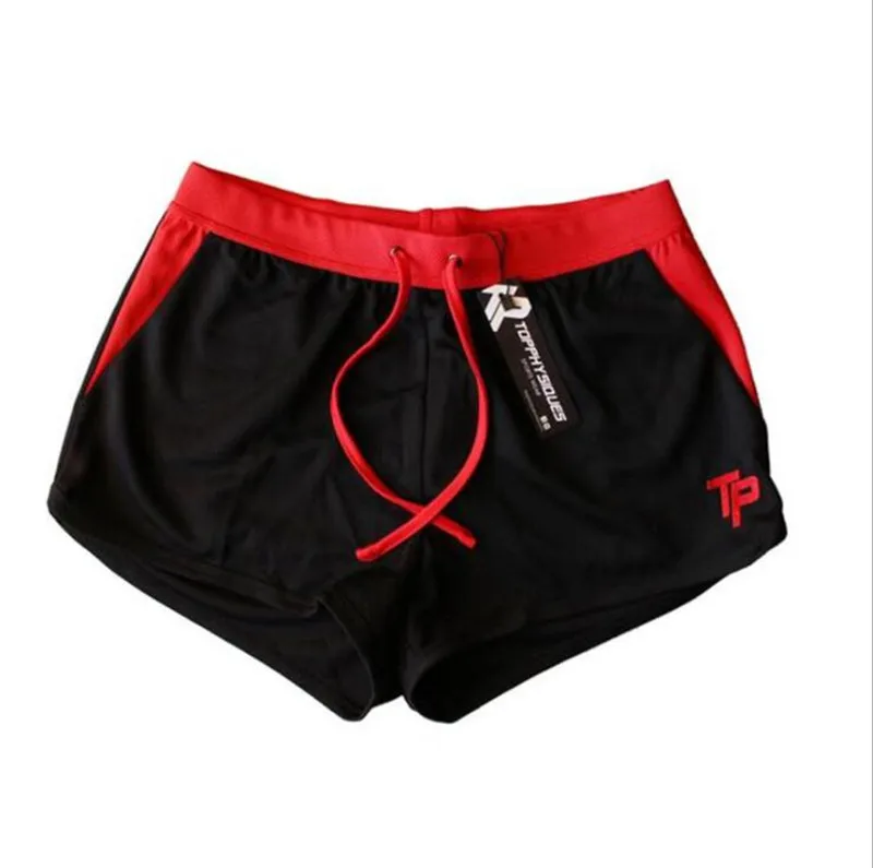 black red Мужские шорты для спортзала, тенниса, футбола, бега, мужские сетчатые шорты для фитнеса, кроссфита, спортивные шорты для мужчин, бодибилдинга, быстросохнущая спортивная одежда - Цвет: black red