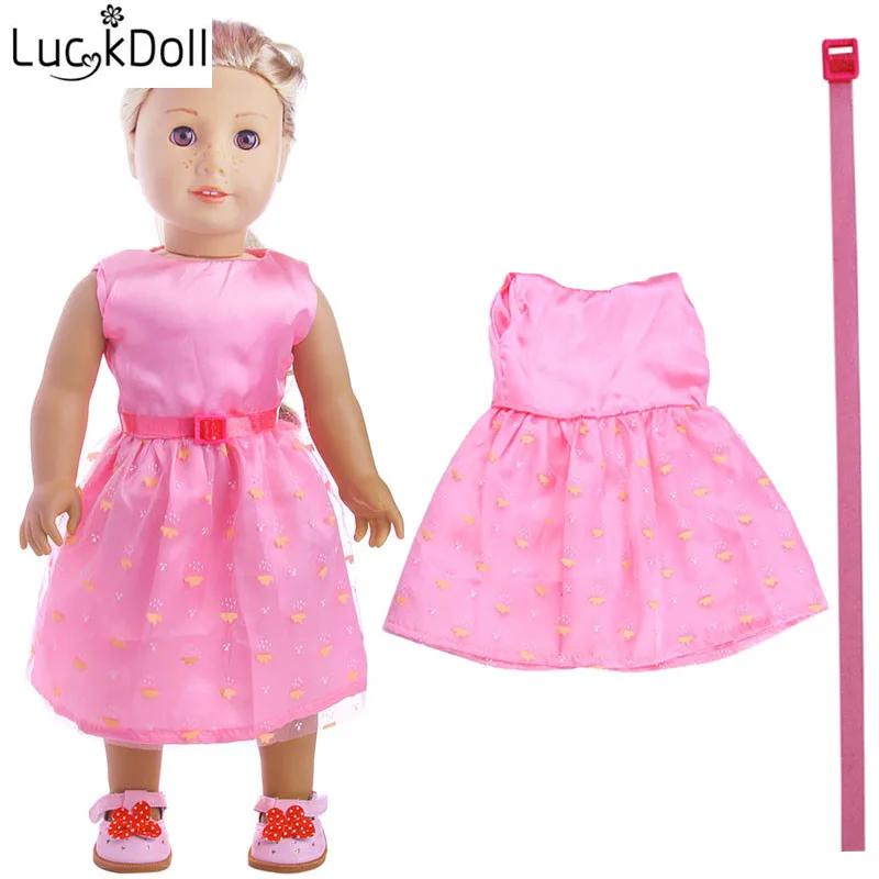 Платье без рукавов с цветочным принтом LUCKDOLL для кукол размером 43 см или 18 дюймов