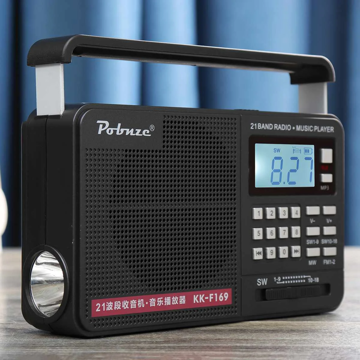 Ручной FM/MW/SW полный диапазон международного LED радио с фонариком mp3 плеер Micro TF USB