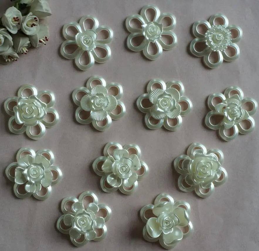 30 шт. 54 мм красивые жемчужные полые розовые шарики с отверстием для волос тиары