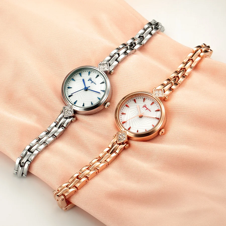 Бизнес Повседневная мода люксовый бренд YAQIN леди часы цвета розового золота и