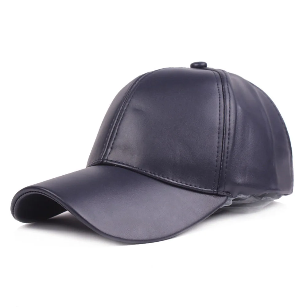 Navy Leather Cap FS Зимняя кепка из искусственной кожи для мужчин, черная, красная, белая бейсболка s, унисекс, бейсболка, женская кепка для гольфа, на заказ, кепка для грузовика, Gorra - Цвет: Navy Leather Cap