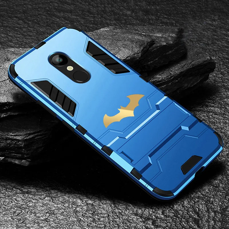 Blue Wtih Bat Чехол-подставка с Бэтменом для Xiaomi Redmi 4 4X5 Plus 5A 6 Pro 6A 7 8 9 SE Note 8 6 7 ударопрочный гибридный жесткий чехол с подставкой - Цвет: Blue Wtih Bat