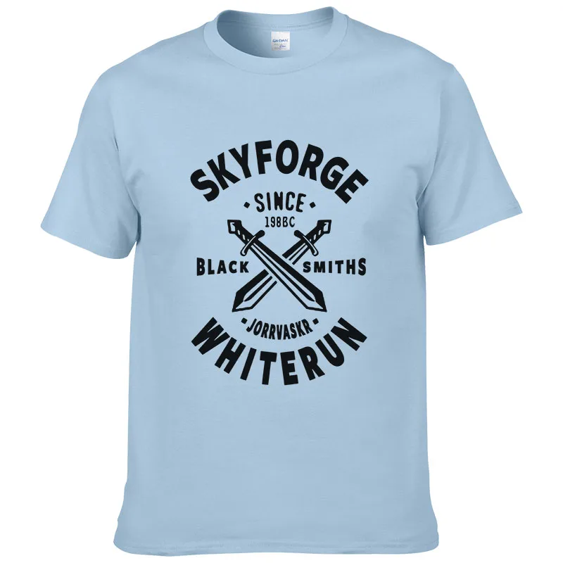 2018 новые летние модные Для мужчин футболка Skyrim хлопок печати прохладный короткий