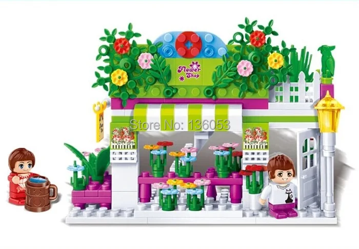 Assembling building model Girls flowers shop Puzzle Enlighten Construction Brick Toy Educational Diy for Children | Игрушки и хобби