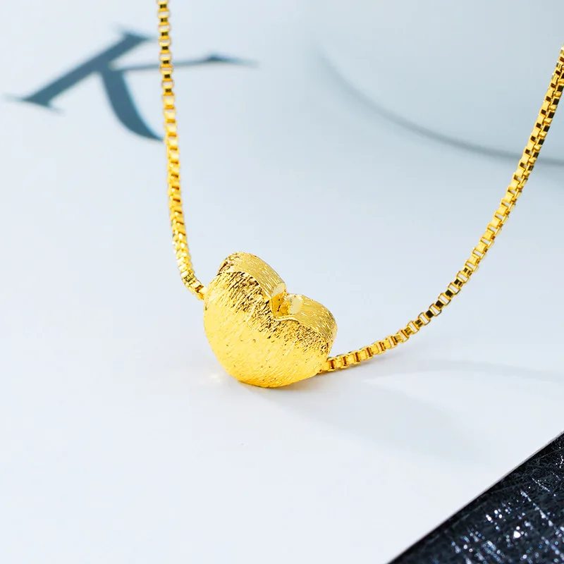 

MHXFC Wholesale European Fashion Woman Female Party Wedding Gift Heart Apple Bead Bean Real 18KT Gold Pendant Necklace NL117