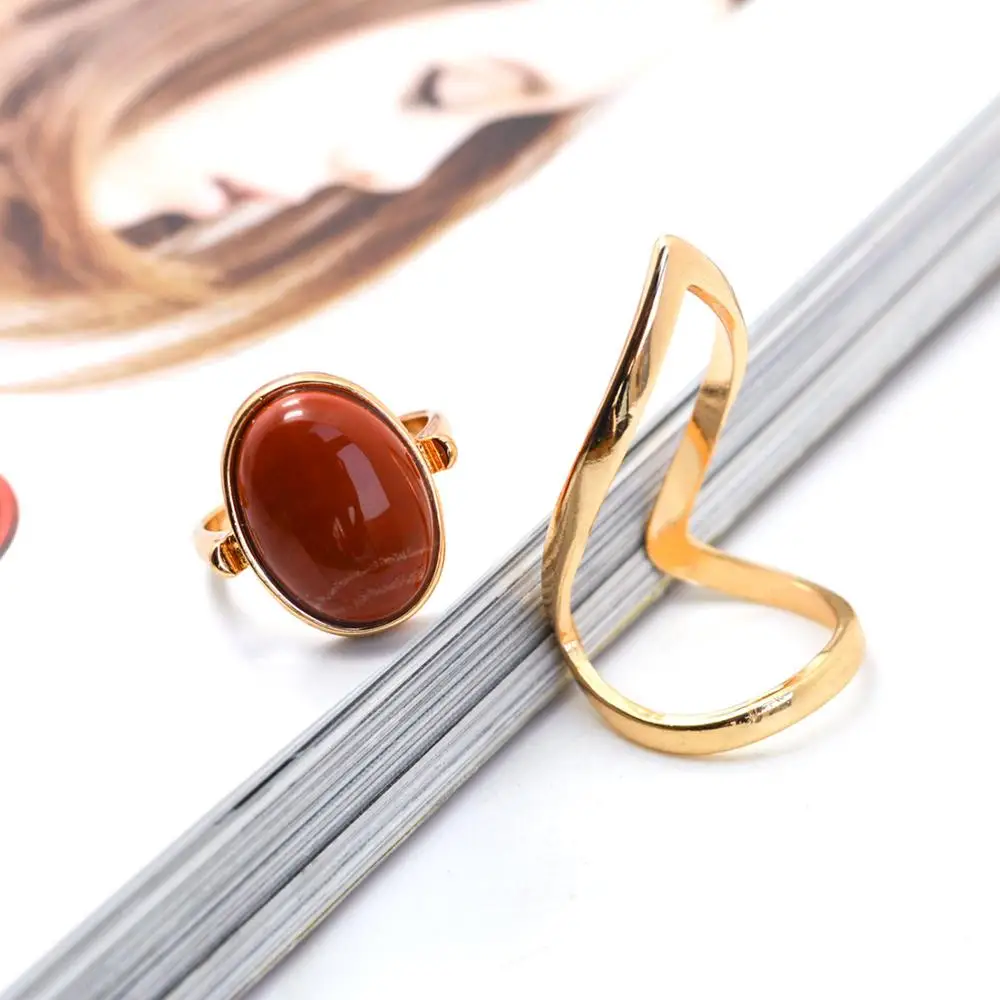 Горячие Мода в стиле панк золото-цвет большой полый Геометрическая себе Кольца