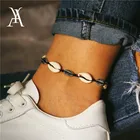 Браслет на лодыжку в стиле бохо для женщин, ювелирное украшение ручной работы в морском стиле, морская раковина, ракушка, макраме, мишура, ракушка