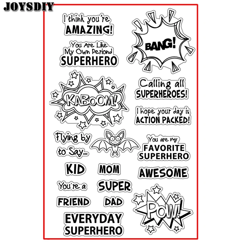 Удивительные BANG супер POW AWESOME записки DIY карт фото учетной записи резиновая чистый