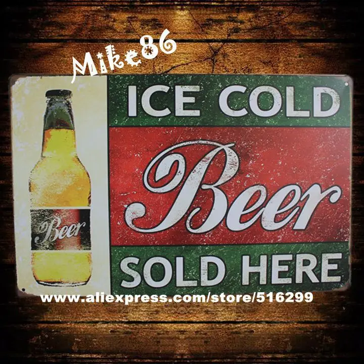 

[ Mike86 ] ICE COLD Beer SOLD HERE Metal Signs Gift PUB Wall art Painting Poster Mix order 20*30 CM AA-119