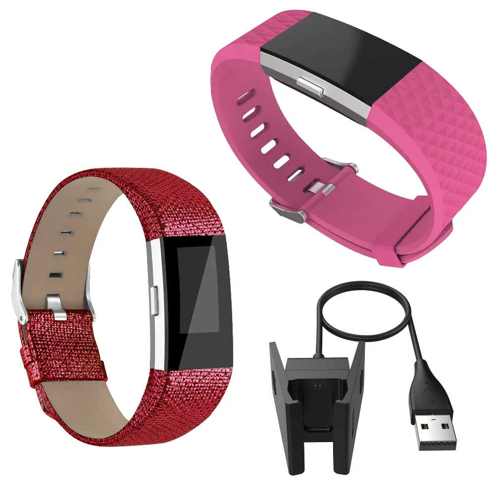 Для Fitbit charge 2 ремешка и зарядные устройства один кожаный ремешок силиконовый