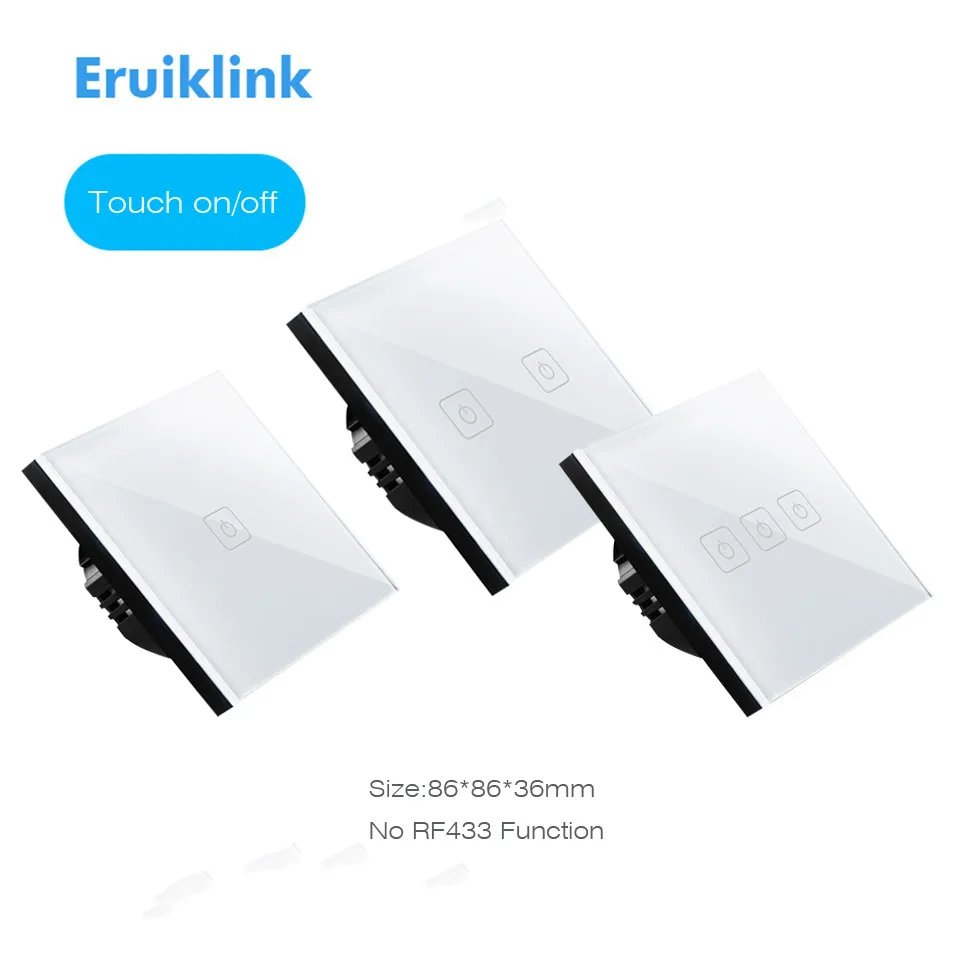 Сенсорный выключатель Eruiklink типа EU/UK 1 Gang 2 3 Way панель переключателя из прозрачного