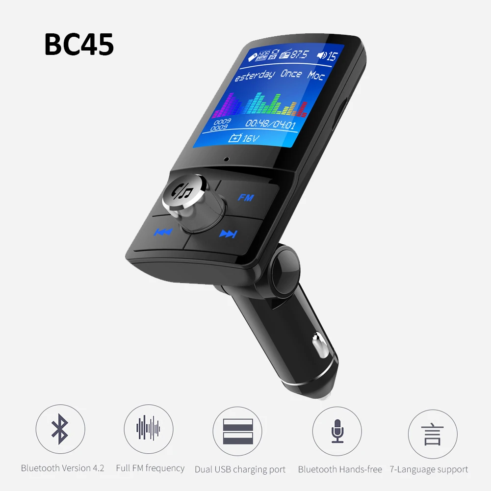 BC45 Bluetooth 4 2 Handsfree Автомобильный MP3 плеер fm передатчик AUX аудио приемник