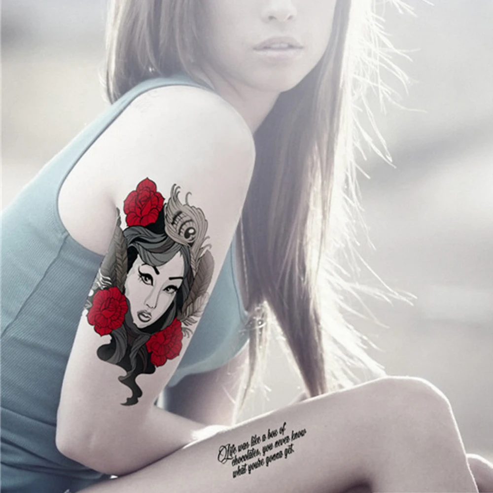 

Sexy Rose Women Face Temporary Stickers for Women Arm Fake Tattoos Sticker Fashion Body Art Waterproof Tattoos Sticker TD008-A