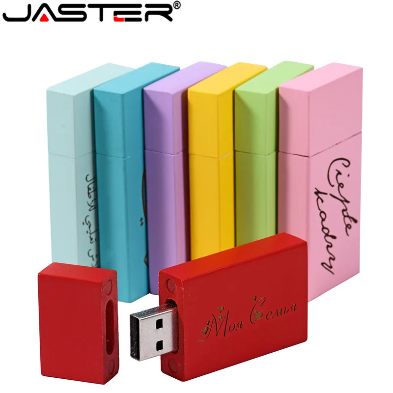 JASTER USB 2 0 логотип индивидуальный деревянный цветной блок флеш накопитель
