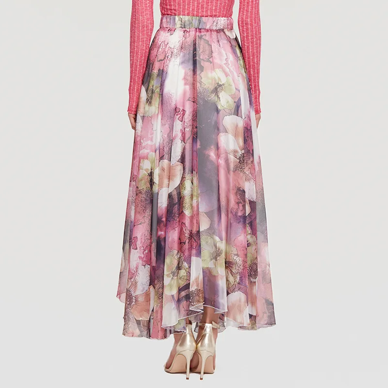 

2019 Plus Size Women Skirt Bohemian Beach Wear Women Voile Skirt Printed Milk Silk Femme Maxi Skirt Casual Loose Chiffon Skirt