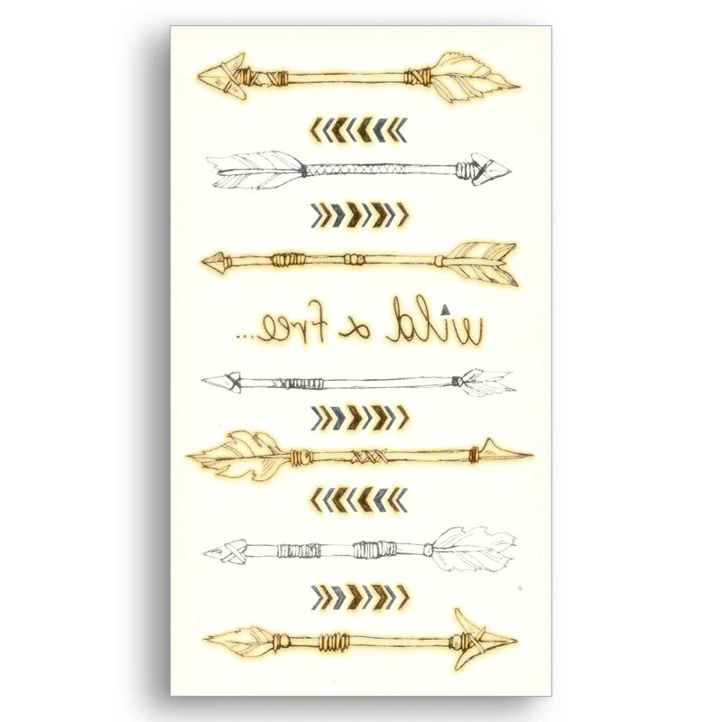 Стрелка временные фальшивые татуировки металлик золотого и серебряного цвета