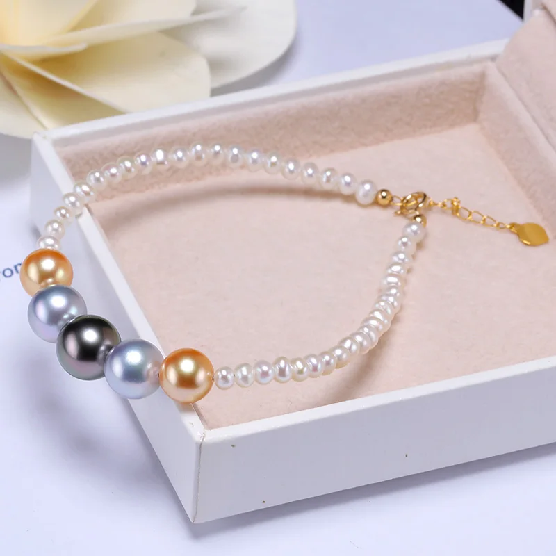 [YS] Свадебный жемчужный ювелирный браслет смешанный цвет 18 К золотой японский