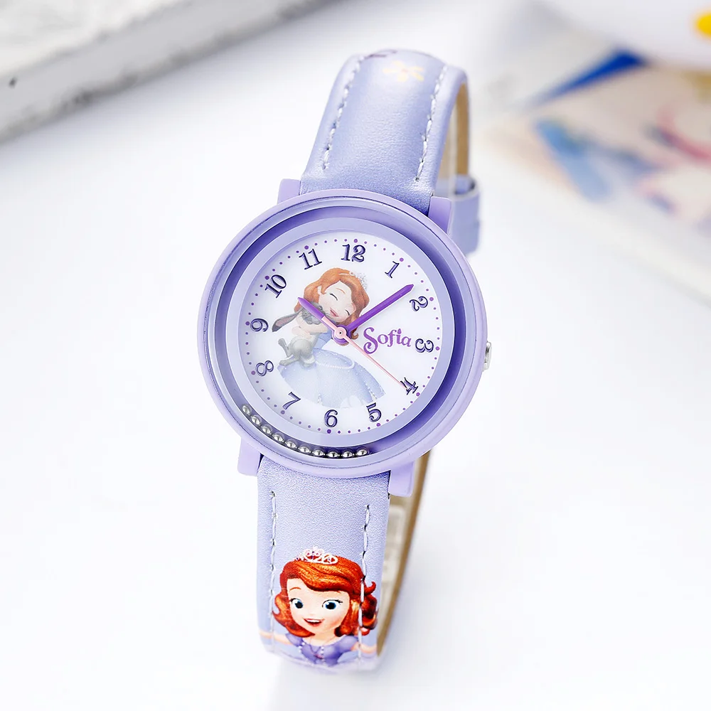 Бренд Диснея offical 2018 наручные часы замороженная София принцесса кожаные детские