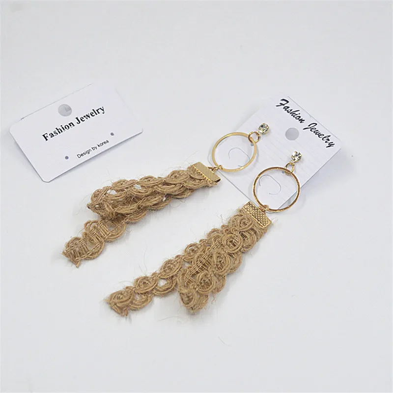 Retro Fashion DIY Handmade Stud Earrings Temperament Lady Fabric Bow Exaggerated Long Personality | Украшения и аксессуары