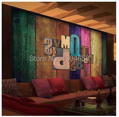 Бесплатная доставка Пользовательские Современные 3D Настенные обои с буквенным