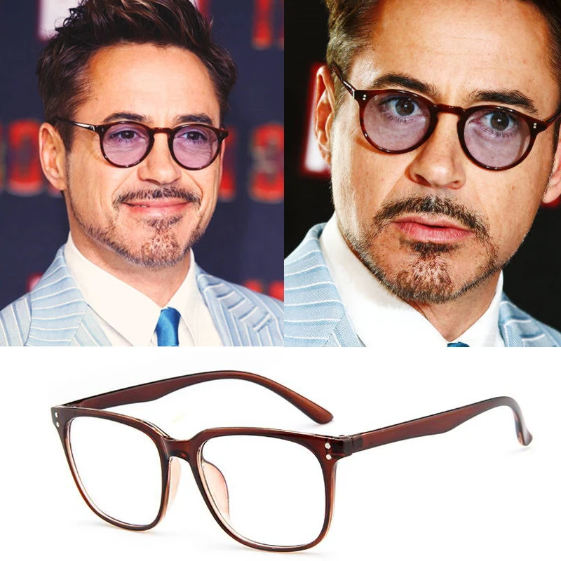

Robert Downey Style Sunglasses Men Vintage Tony Stark Iron Man Prescription Glasses Women Optical Spectacle Frame Clear lens