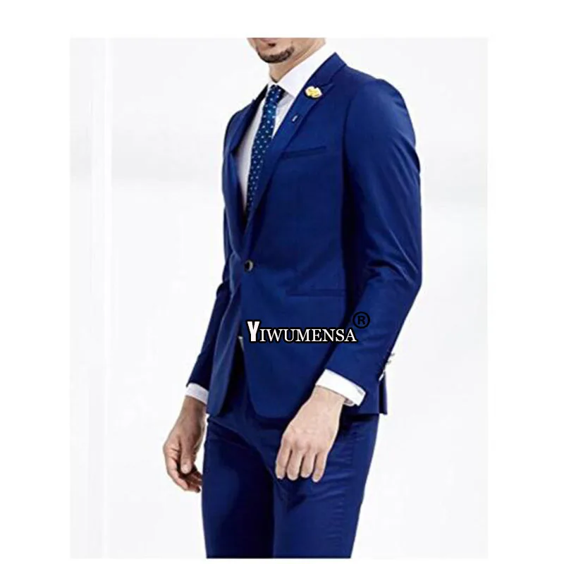 

Y532 costume homme mariage Slim Fit Royal Blue Wedding Suits 2 Pieces Porm Men Suits Groom Tuxedos Bestman Groom suit Blazer